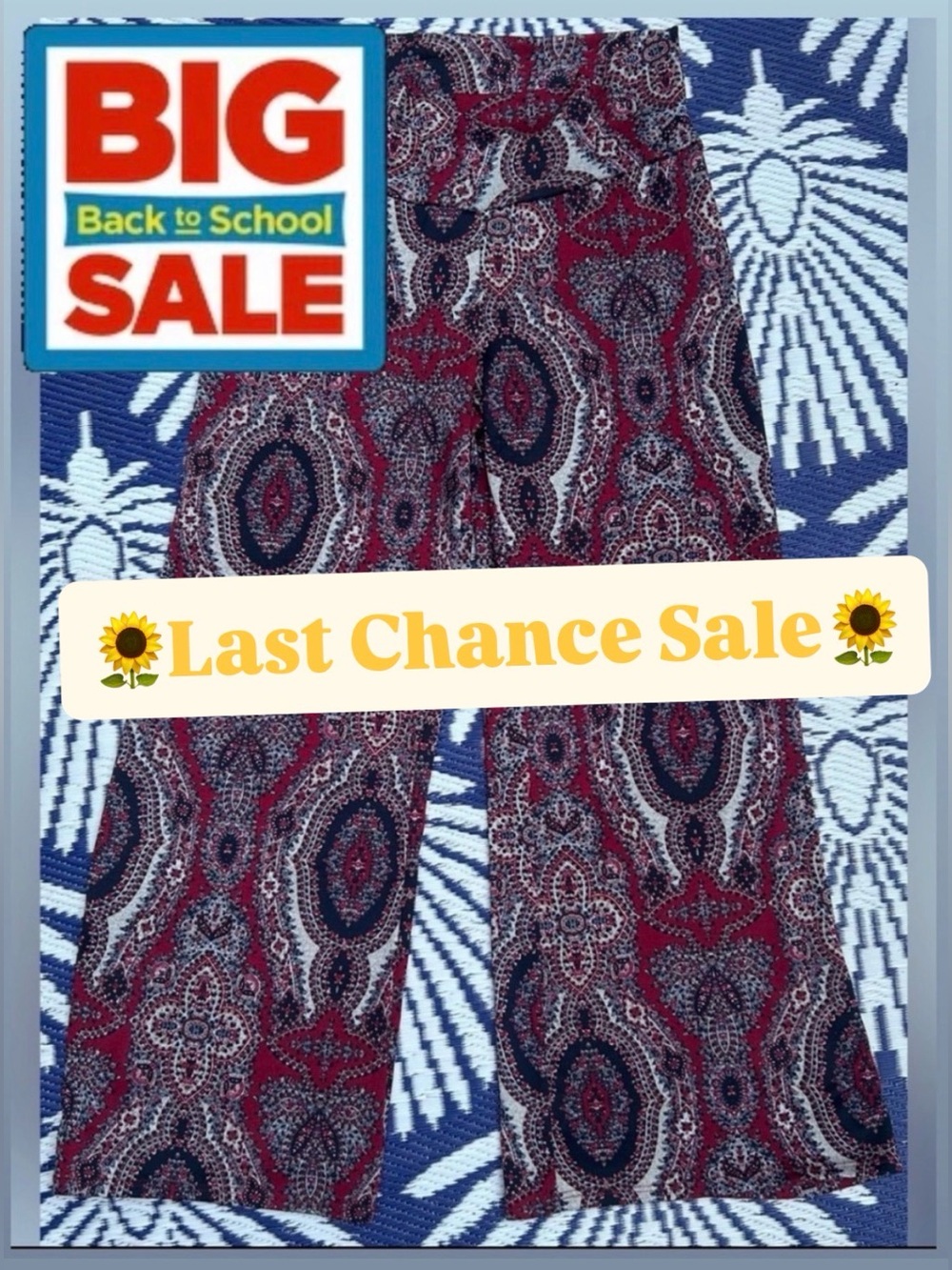 🍎Back2SchoolSale!🍎 Y2K About A Girl Red Paisley Wide-Leg Palazzo Pants - size XL